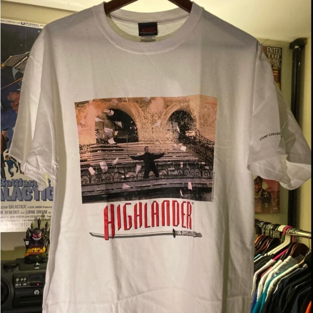 Vintage 1999 Highlander official product promo graphic shirt brand new